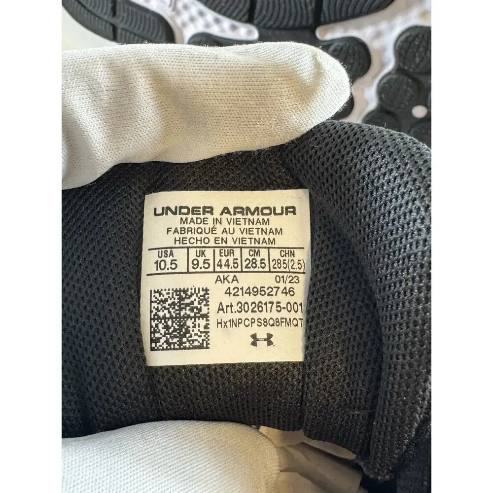 Under Armour Charged Assert 10 Running Sneakers, Black & White, Sz: 10.5, 71-04 - Picture 14 of 16